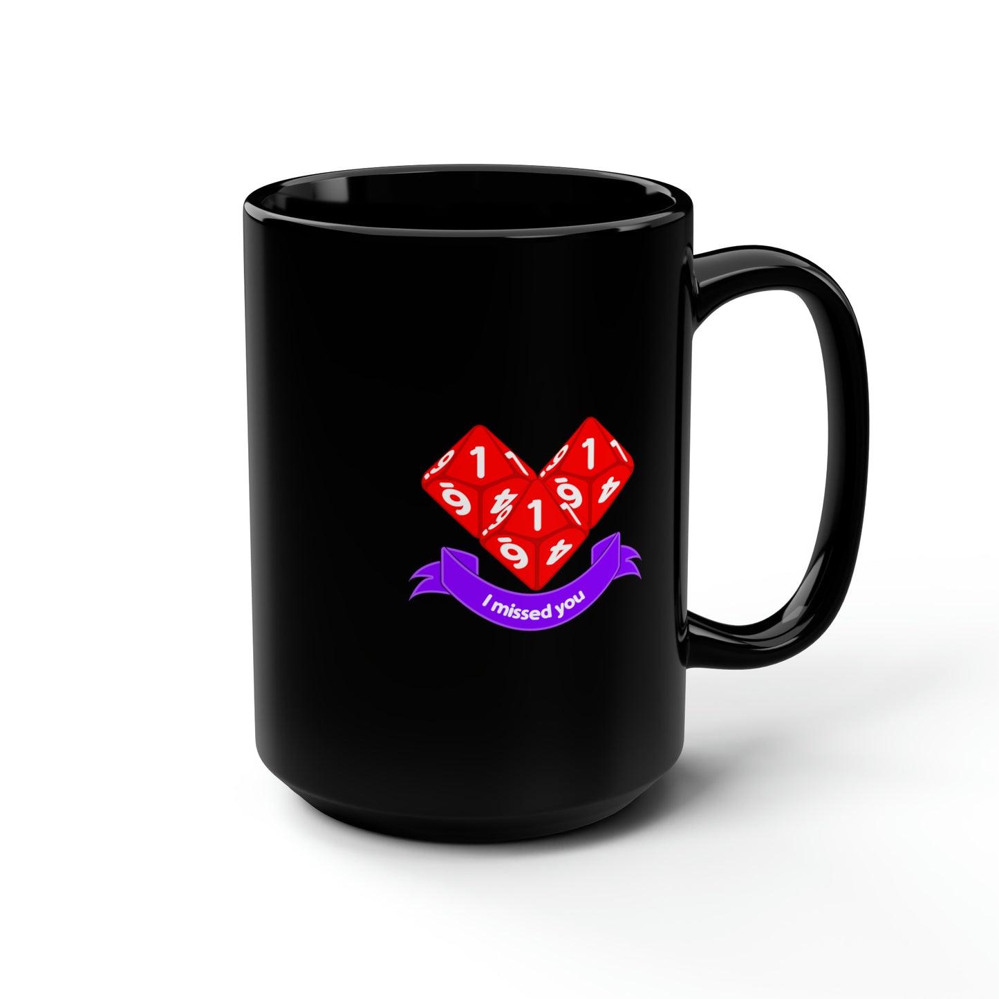 Valentine Dice Black Mug, 15oz