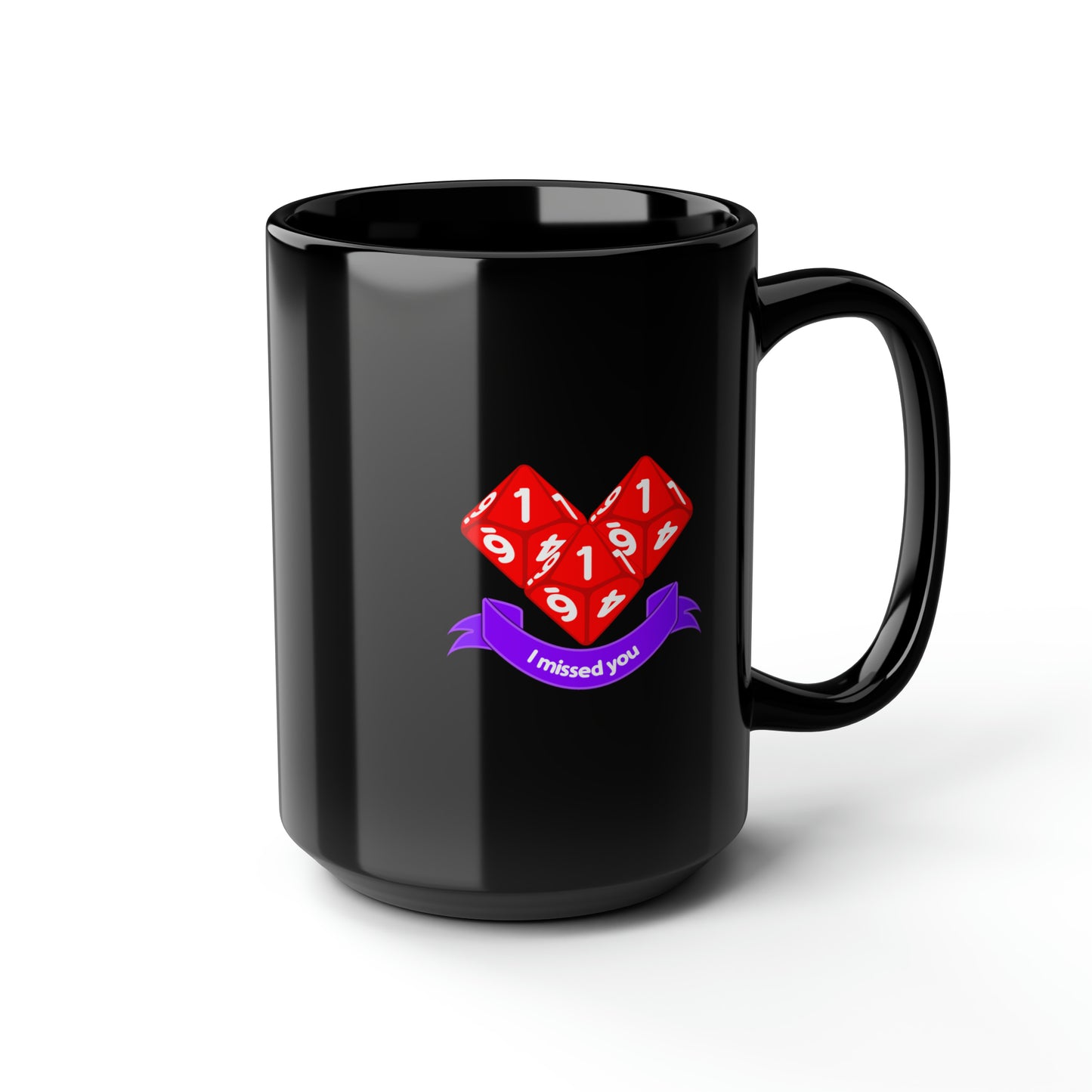 Valentine Dice Black Mug, 15oz