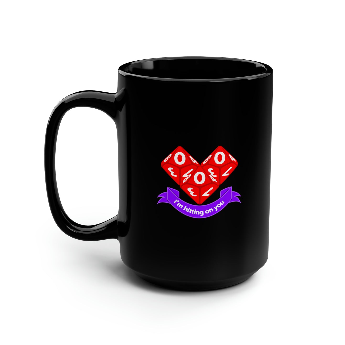 Valentine Dice Black Mug, 15oz