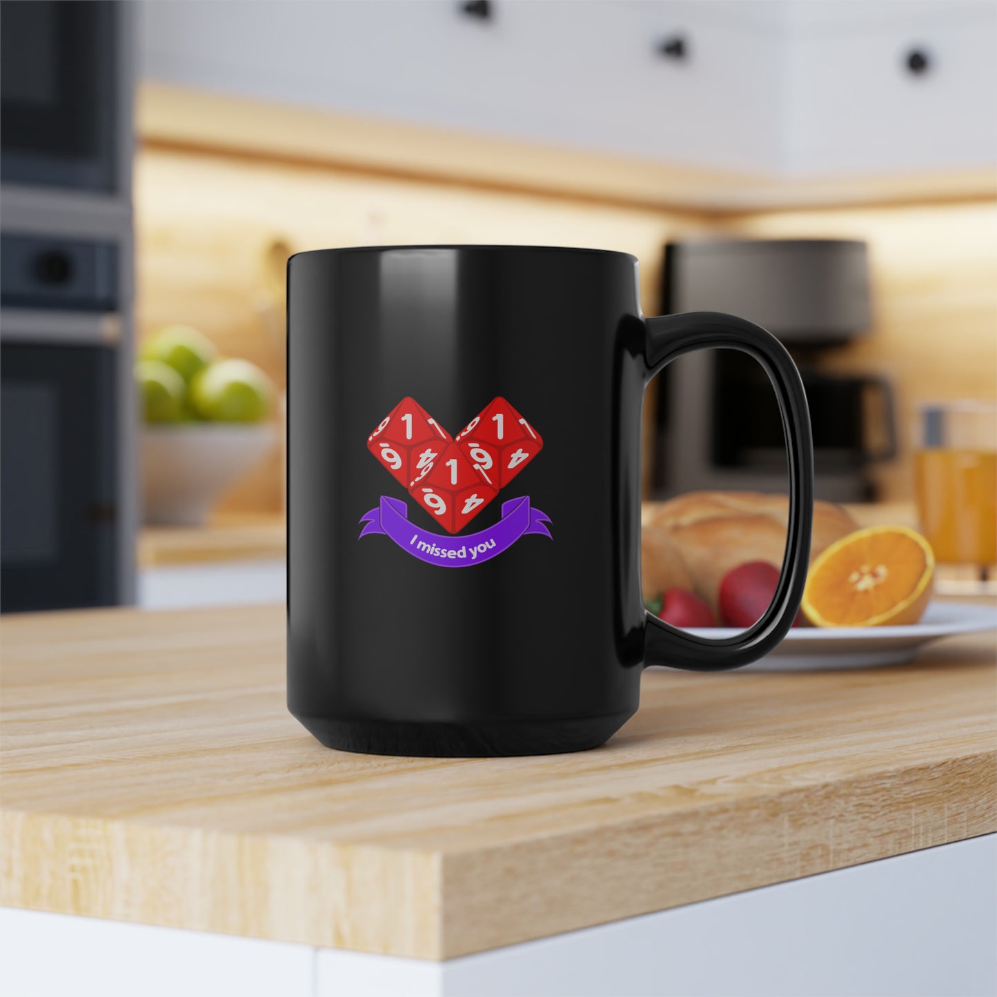 Valentine Dice Black Mug, 15oz