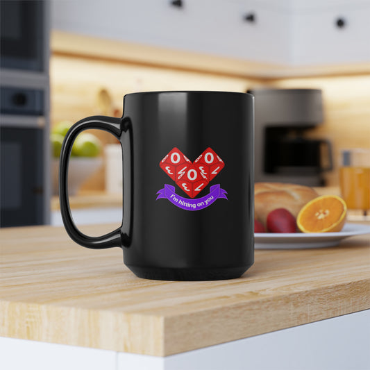 Valentine Dice Black Mug, 15oz