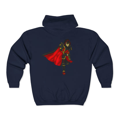 Controlled Chaos Gaming Zip Hoodie — Sci‑Fi Superhero Logo Jacket