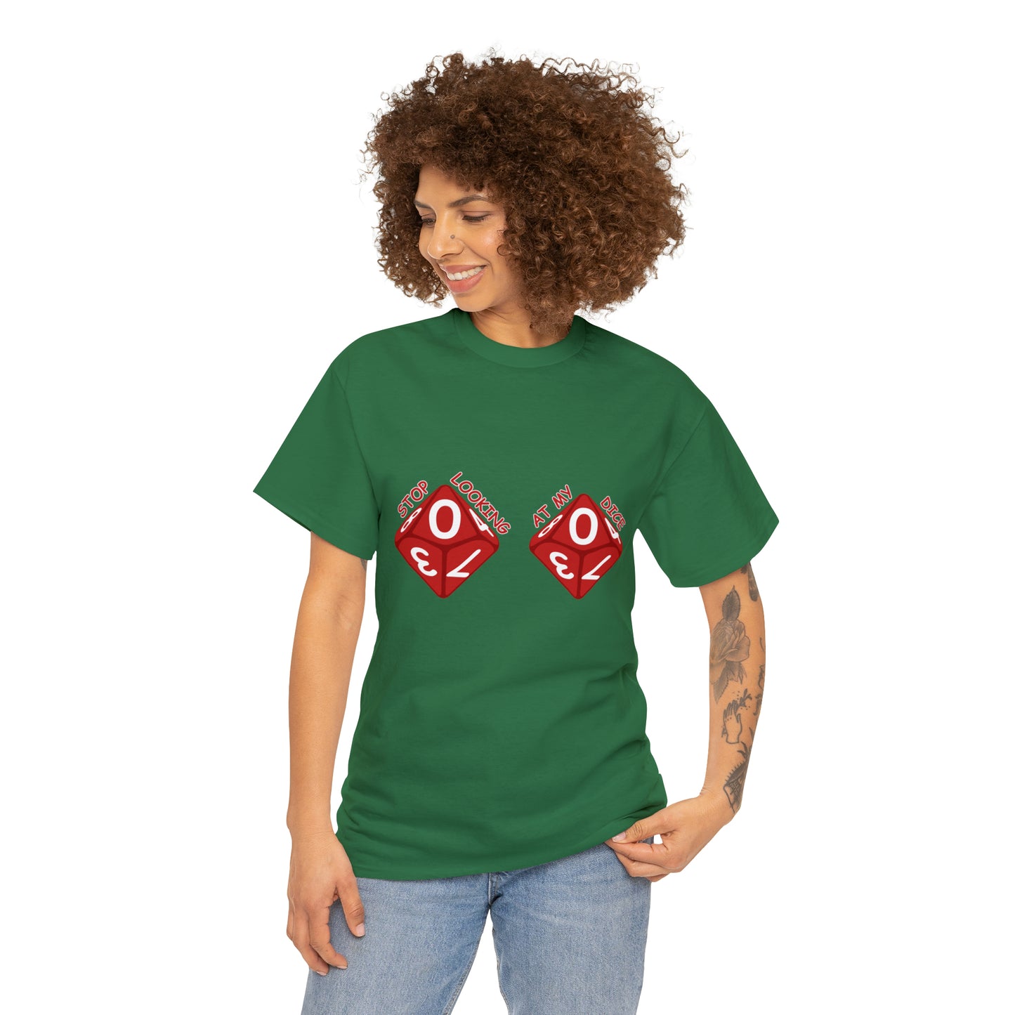 Stop looking at my dice Unisex Heavy Cotton Tee