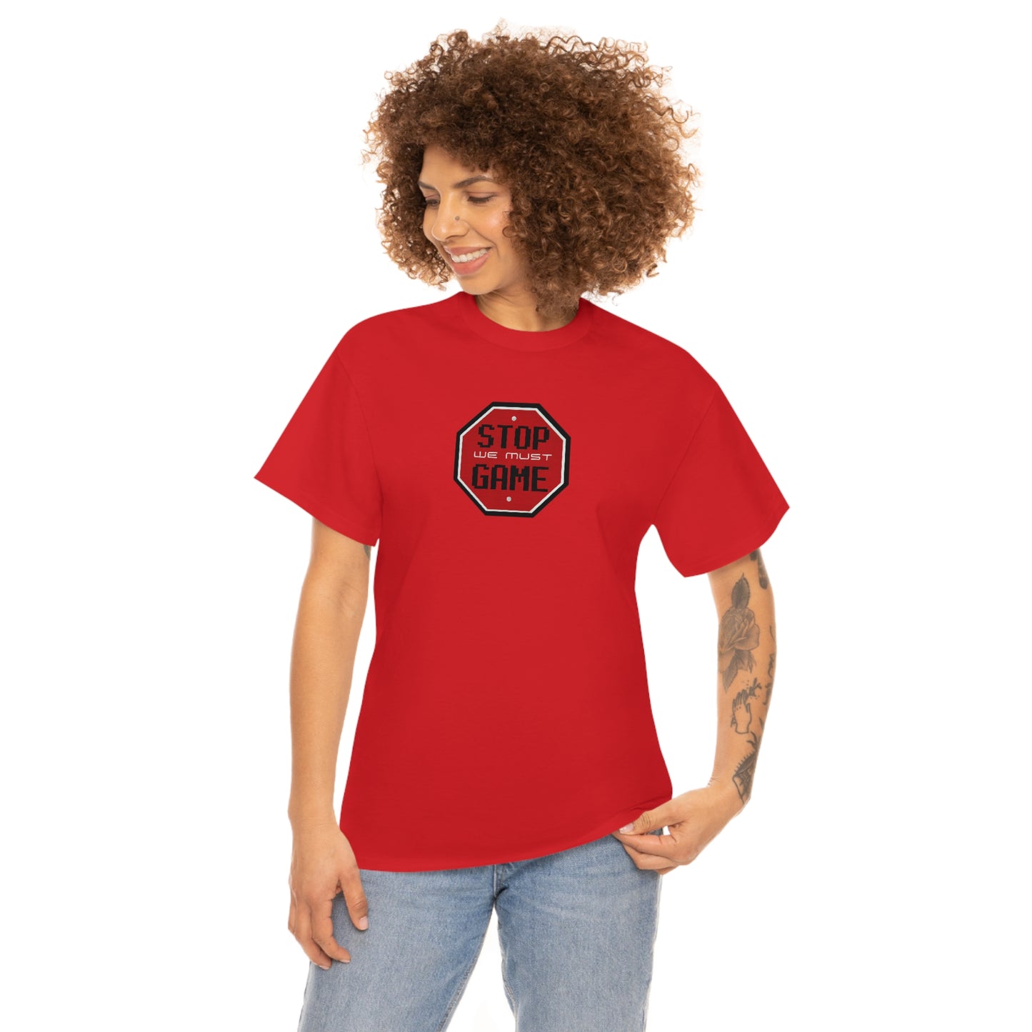 Stop we must game Unisex Heavy Cotton Tee