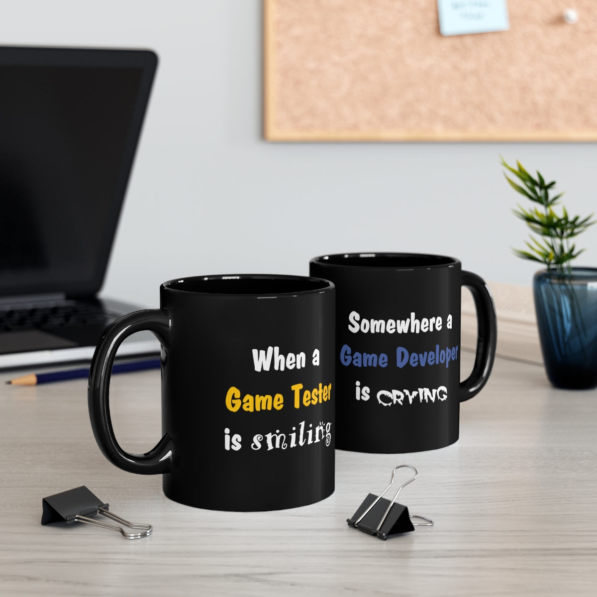 When a game tester is smiling 11oz Black Mug