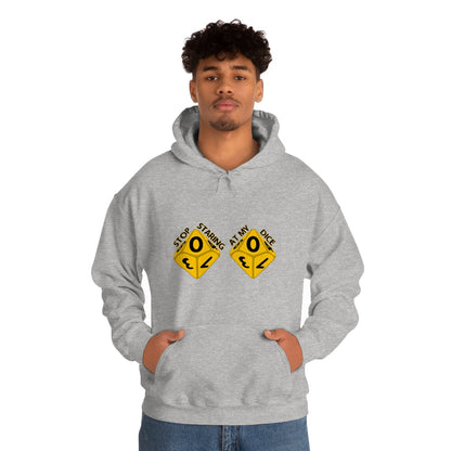 Stop staring at my dice in black Unisex Heavy Blend™ Hooded Sweatshirt