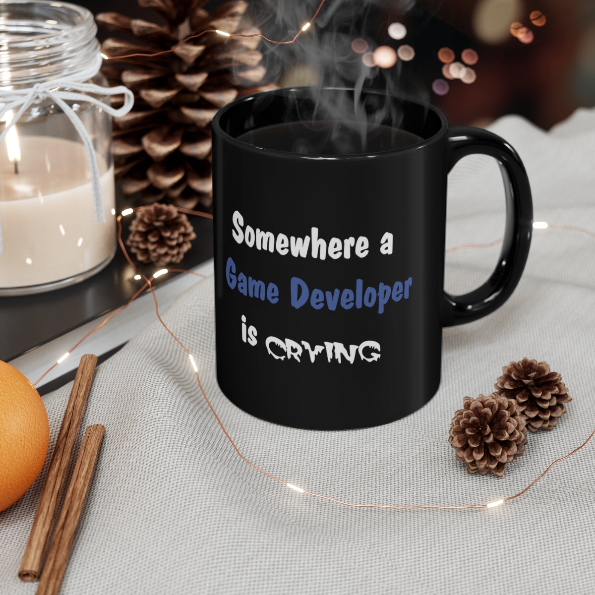 When a game tester is smiling 11oz Black Mug