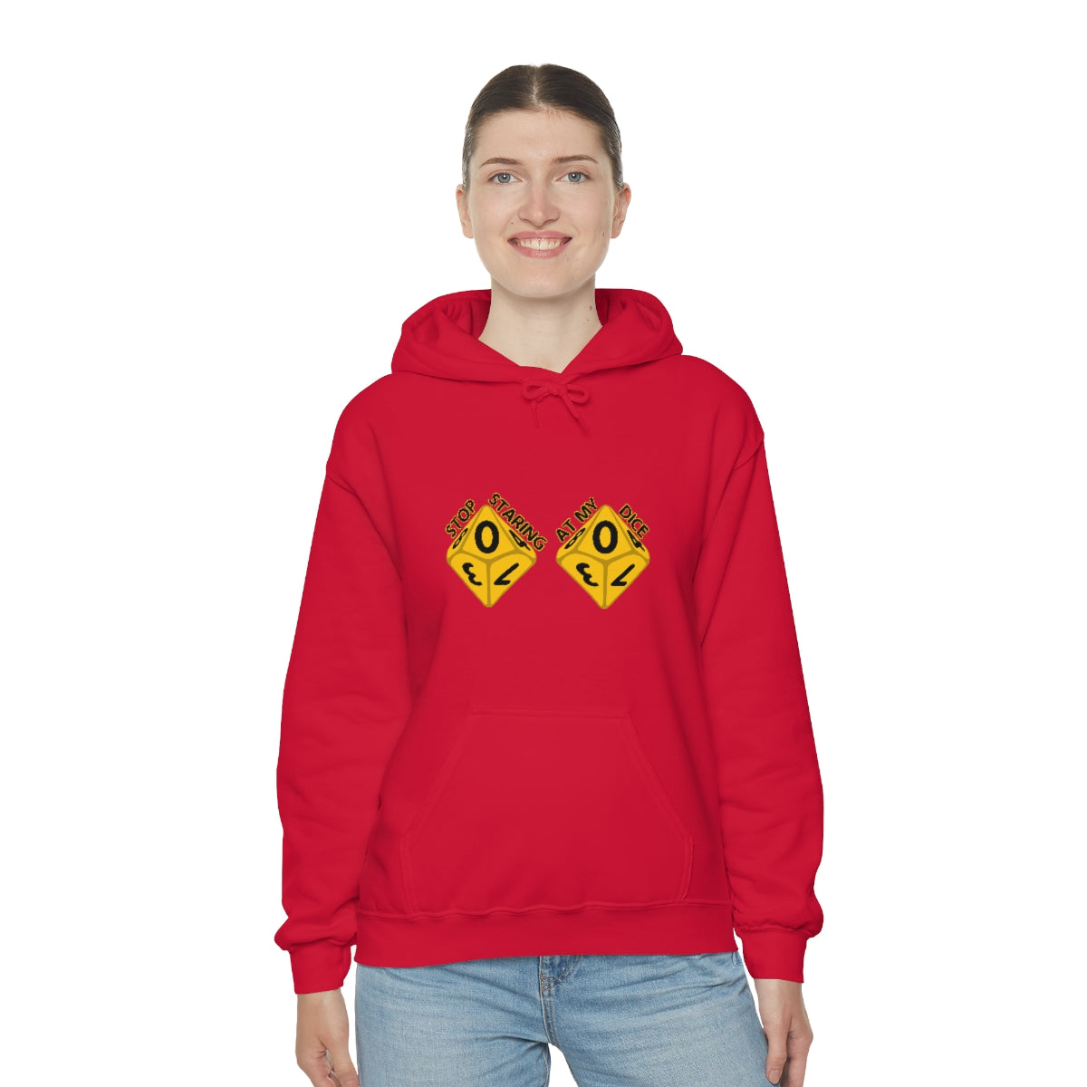 Stop staring at my dice in black Unisex Heavy Blend™ Hooded Sweatshirt